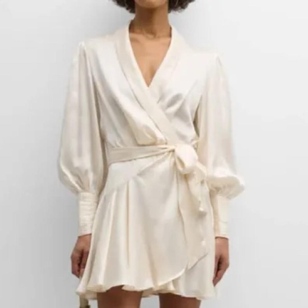 Zimmermann Silk Wrap Dress Mini Cream Size 2